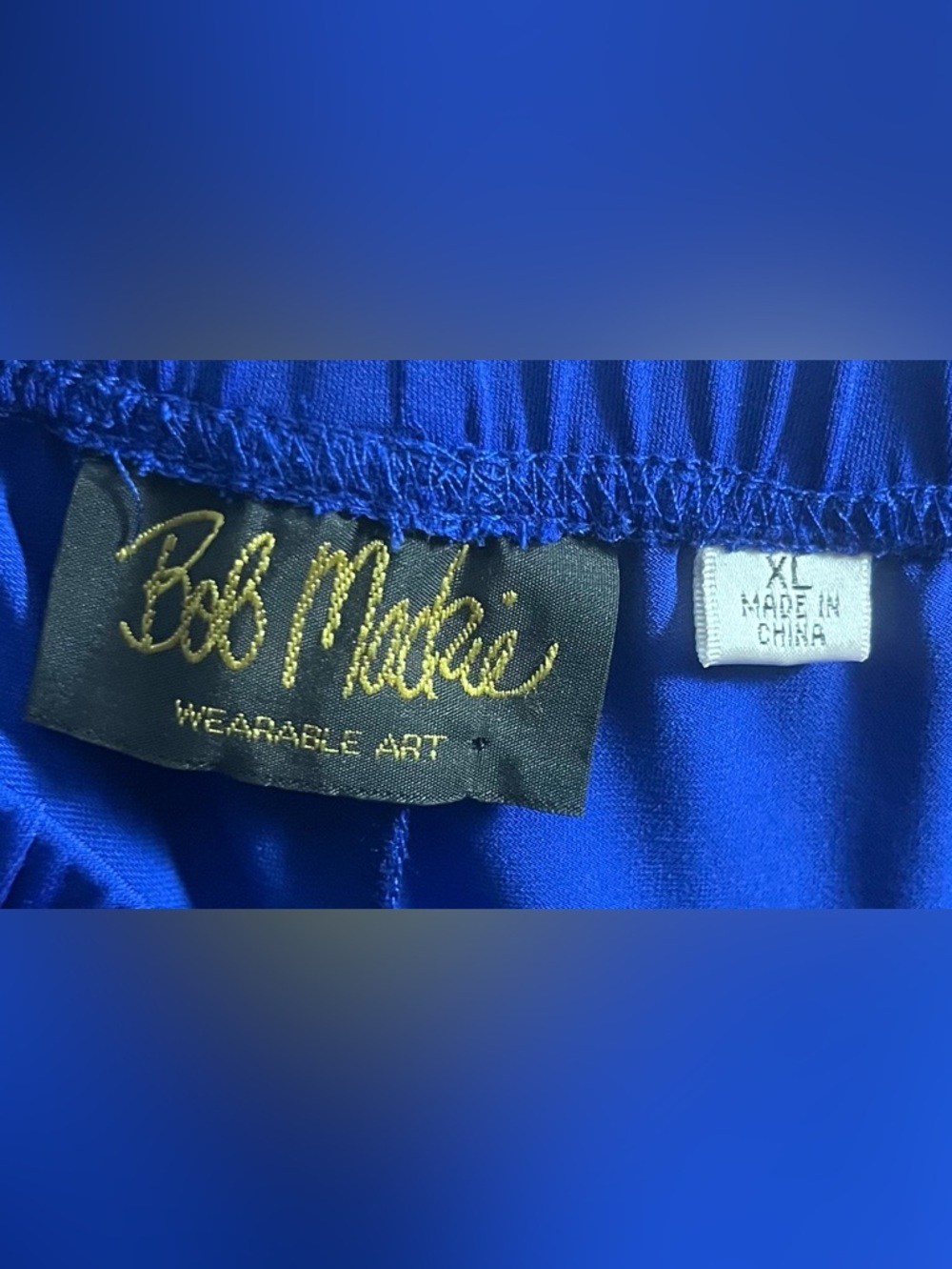 Bob Mackie Wearable Art Pants XL Royal Blue Pull-On Wide Leg Stretch - Picture 3 of 4